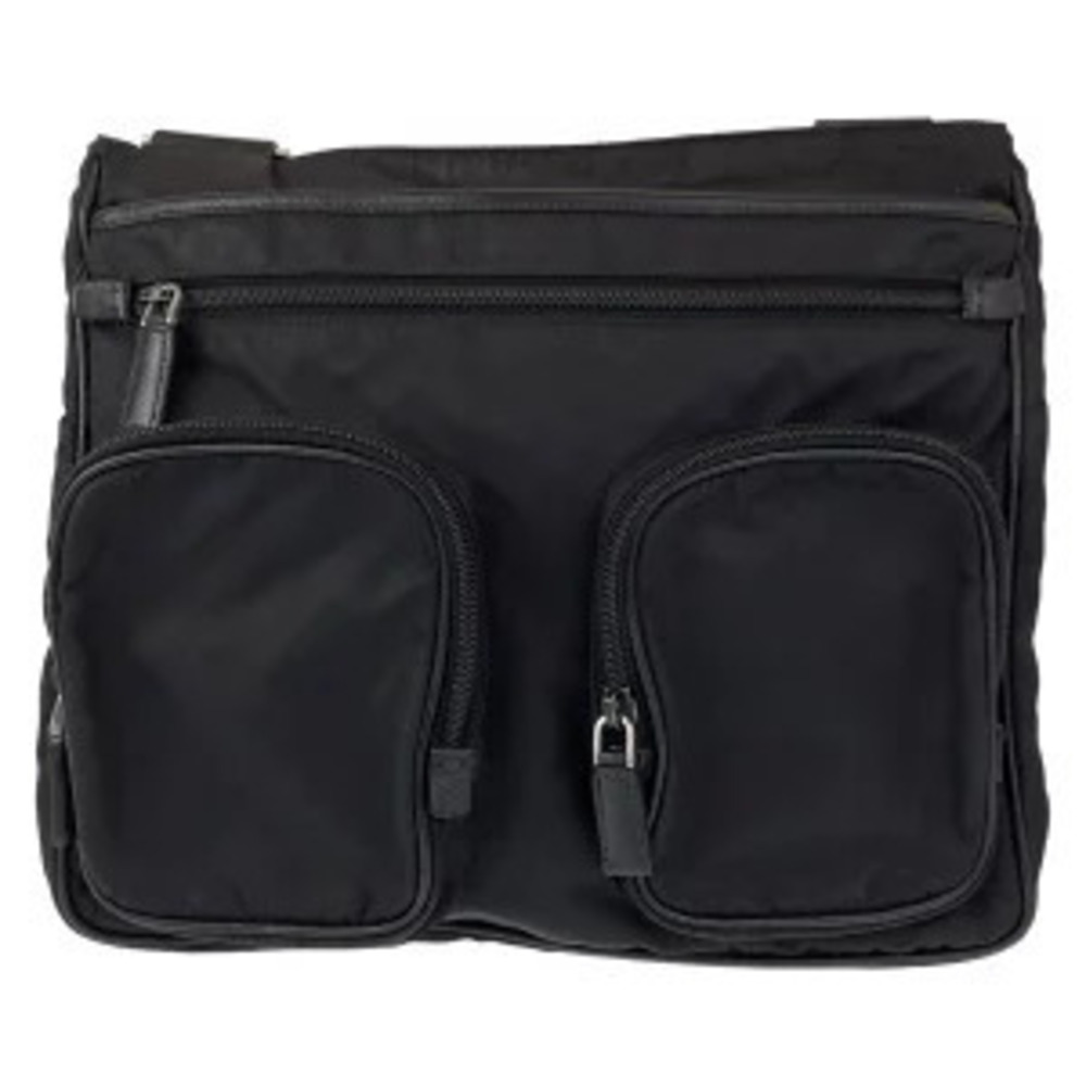 Prada Shoulder Triangle Bag Tessuto Messenger Black